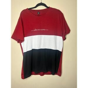 Women’s Size XXL SHEIN Dreamer Color Block T-Shirt Red White Black